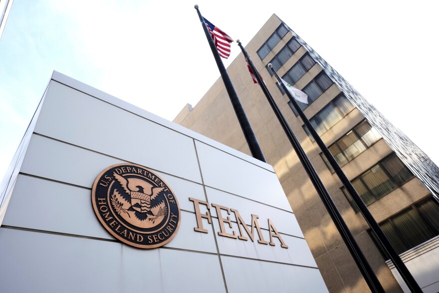 FILE - The Federal Emergency Management Agency headquarters is photographed in Washington, May 5, 2025. (AP Photo/Gene J. Puskar, File)