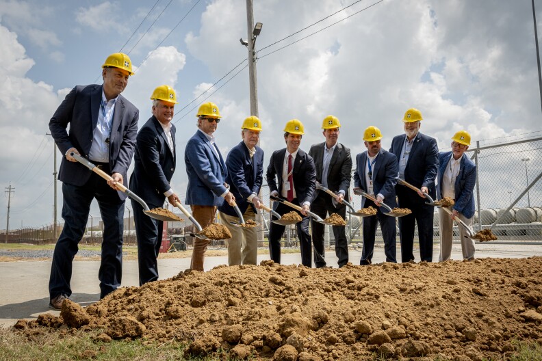 From left: U.S. Department of Energy (DOE) Portsmouth Paducah Project Office Manager Joel Bradburne, U.S. Congressman James Comer, U.S. Senator Rand Paul, U.S. Senator Mitch McConnell, General Matter CEO Scott Nolan, Kentucky Governor Andy Beshear, U.S. Department of Energy Office of Environmental Management Principal Deputy Assistant Secretary Roger Jarrell, McCracken County Judge Executive Craig Clymer, and City of Paducah Mayor George Bray break ground as part of the General Matter lease announcement at the DOE Paducah Site on Tuesday, August 5, 2025.