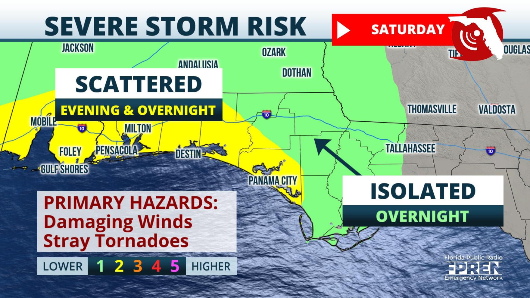 Severe storms, strong winds expected in the Panhandle Saturday night | WUSF