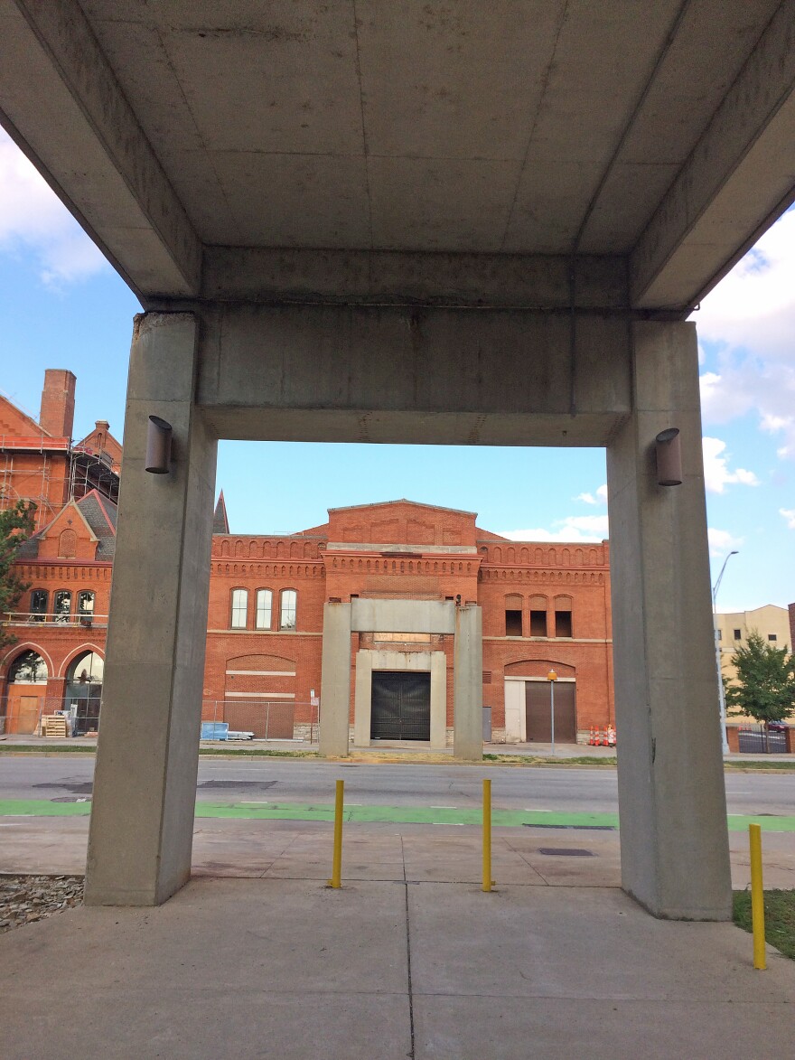 The pedestrian bridge over Central Park connecting Music Hall to the Towne Center Garage next to WCET-TV was demolished in 2017.