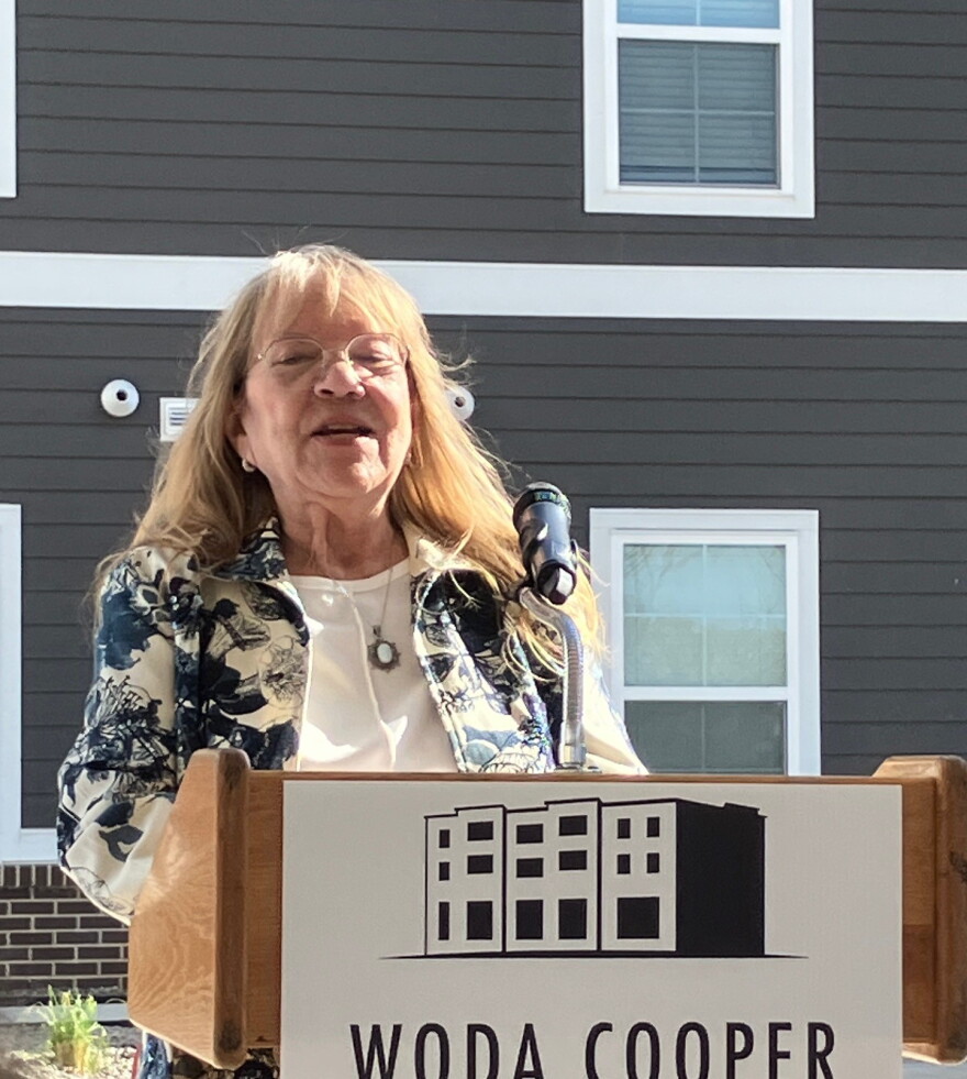 Timber Ridge's first resident, Maryanne, spoke Wednesday about how excited she is to move into her brand-new apartment.