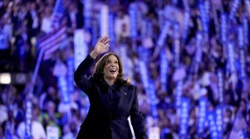 Democratic presidential nominee Vice President Kamala Harris during the Democratic National Convention Thursday, Aug. 22, 2024, in Chicago.