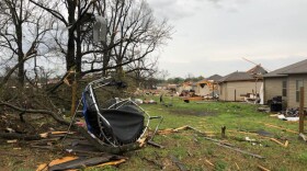 Tornado damage in a neighborhood in Jonesboro.