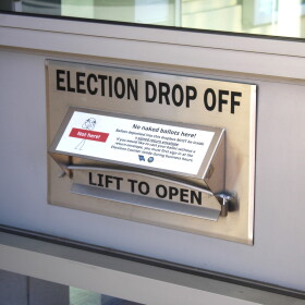 A ballot drop box in downtown San Luis Obispo.