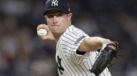 FILE - New York Yankees pitcher Gerrit Cole (45) throws against the Detroit Tigers during the fifth inning of a baseball game Tuesday, Sept. 5, 2023, in New York. Gerrit Cole was a unanimous winner of his first American League Cy Young Award on Wednesday, Nov. 15, 2023 and Blake Snell took the NL honor in becoming the seventh hurler to earn baseball’s top pitching prize in both leagues.(AP Photo/Adam Hunger, File)