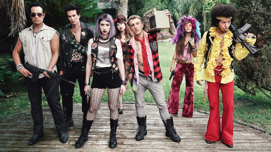 <em>27: El Club De Los Malditos</em> takes place in an alternate universe populated with persuasive look- and sound-alikes of famous musicians. (Left to right: Andres Bagg, William Prociuk, Sofía Gala Castiglione, Mariu Fernández, El Polaco, Vicky Maurette and Sadrak Jeremy)