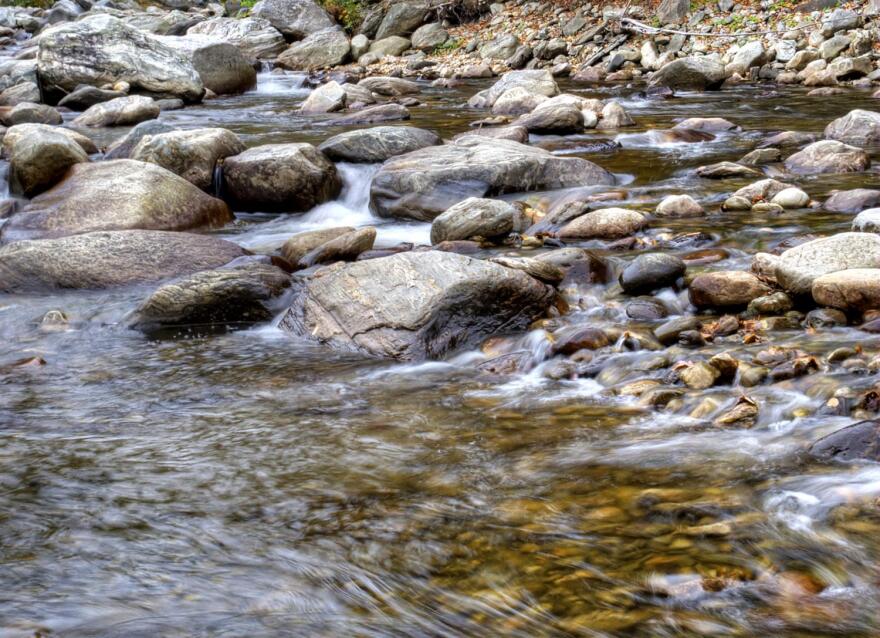water flowing in a stream