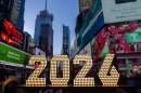 The 7-foot tall "2026" numerals are displayed at an illumination ceremony in Times Square, Thursday, Dec. 18, 2025, in New York. (Adam Gray/AP)