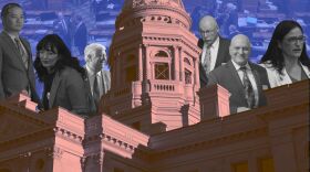 edited picture of Capitol buildings, officials and the house floor