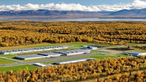an aerial view of a prison