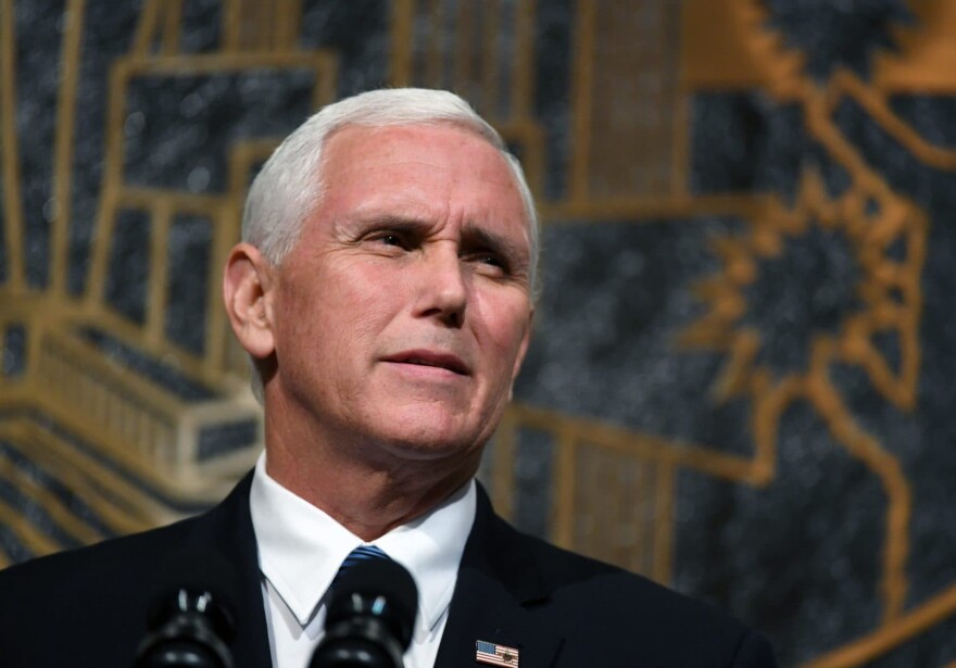 U.S. Vice President Mike Pence walked out of an NFL football game this weekend when players protested during the playing of the national anthem. Pictured: Pence speaks at the culmination of a faith unity walk, held to help the community heal after Sunday's mass shooting, at Las Vegas City Hall on October 7, 2017 in Las Vegas, Nevada. (Ethan Miller/Getty Images)