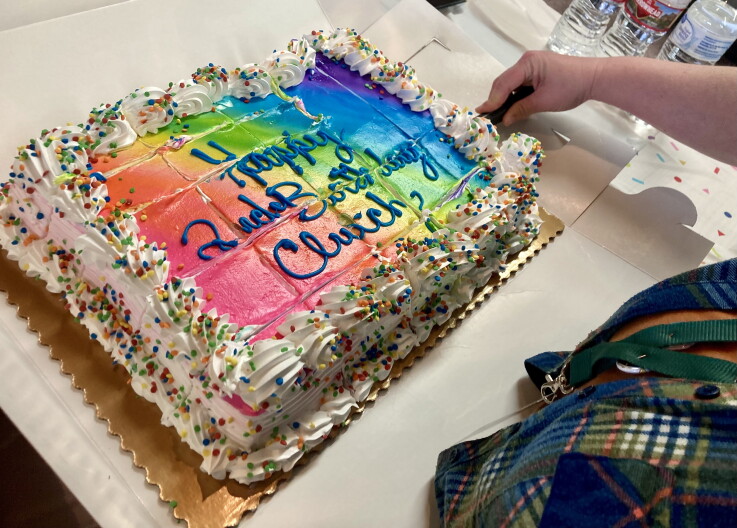Clutch recently celebrated its two year anniversary with music, rainbow swag and a colorful cake.