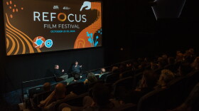 Director Andrew Haigh (right) was honored at the 2026 Refocus Film Festival with FilmScene's Cinema Savant Award. He sat down for a conversation with writer David Kajganich after a screening of Haigh's 2015 Academy Award-nominated film 45 Years.