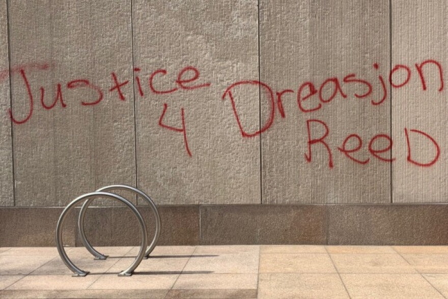 A spray painted wall in downtown Indianapolis.