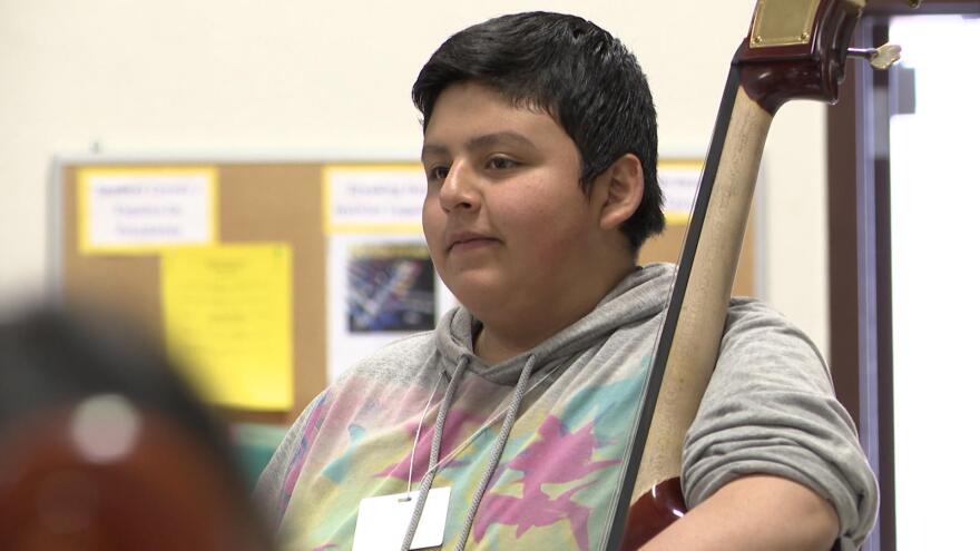 Seventh-grader, Francisco Mendoza says playing the cello relieves his stress and helps him do well in school. NORTHWEST PUBLIC TELEVISION