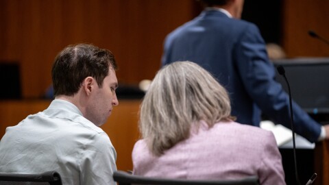 Tyler Robinson, accused in the fatal shooting of Charlie Kirk, appears during a hearing in 4th District Court in Provo, May 19, 2026.