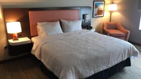 A hotel room at the Hampton Inn in Amherst in 2020. The hotel features universal design for people with disabilities.