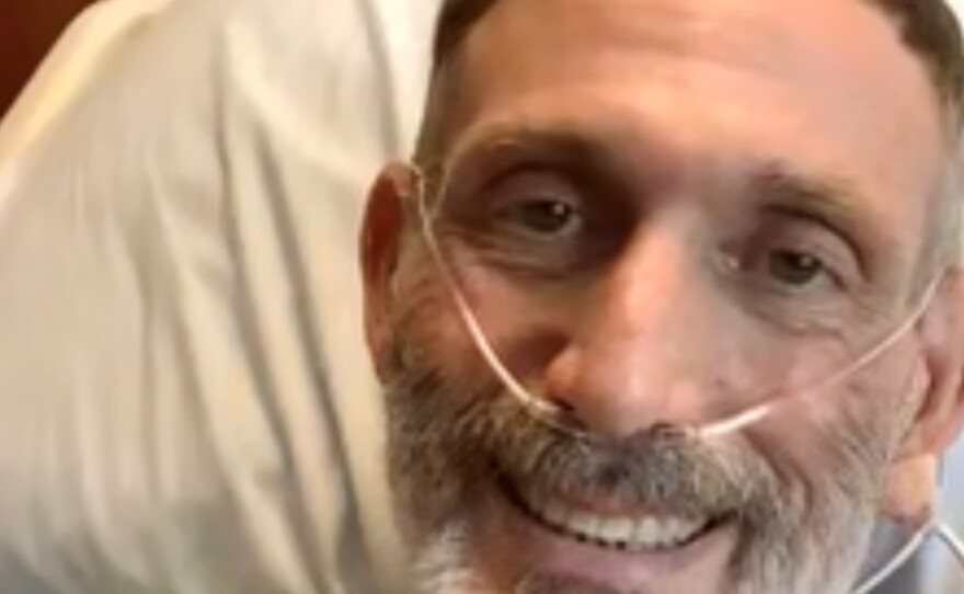 Don Ramsayer and his sister Melanie Ramsayer speak over FaceTime on August 30. He'd been off the ventilator for 10 days and was finally recovered enough from COVID-19 to be moved out of the ICU.