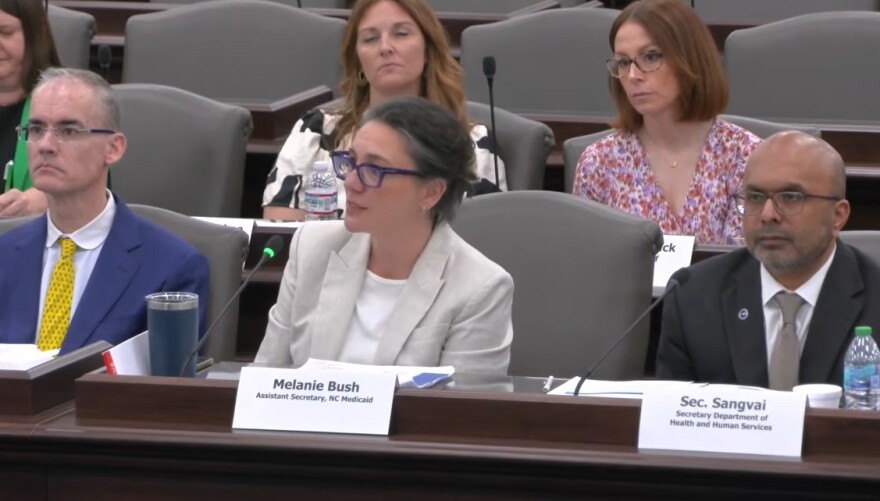 Melanie Bush, the N.C. Department of Health and Human Services' interim deputy secretary for Medicaid, testifies in front of a N.C. General Assembly oversight committee on March 10, 2026. DHHS is asking the General Assembly for $319 million it says are necessary to pay for