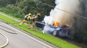 Gainesville Fire Rescue responds to a three vehicle crash Wednesday morning. (Photo courtesy of Gainesville Fire Rescue)