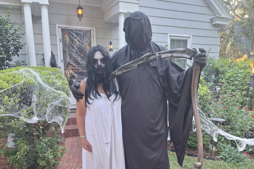 Lesley and Kevin Reddick take pride in dressing up themselves and their house. “We believe in scaring children on Halloween,” Lesley said. “It’s our main objective.” (Courtesy of Lesley Reddick)
