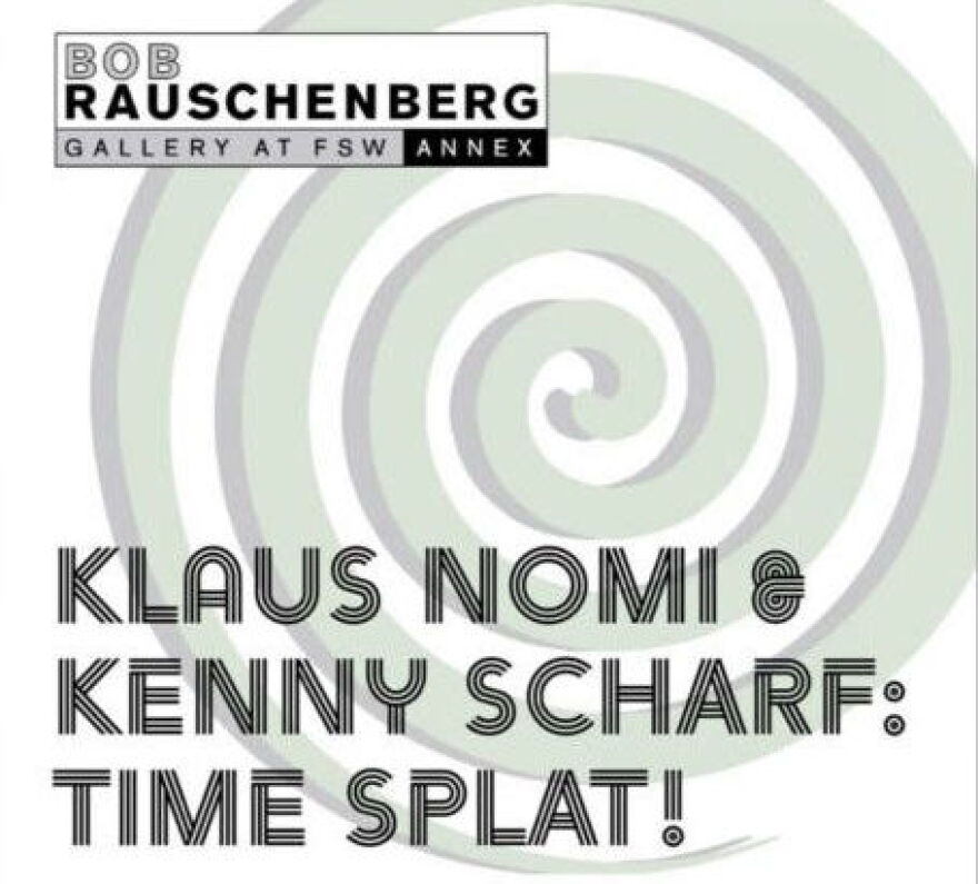 Bob Rauschenberg Gallery poster for 'Klaus Nomi Kenny Scharf: Time SPLAT!'