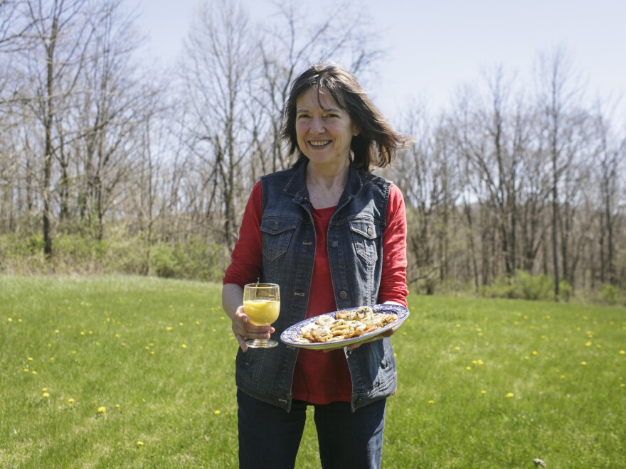 Debbie Naha made dandelion fritters and a dandelion smoothie with wild dandelion flowers.