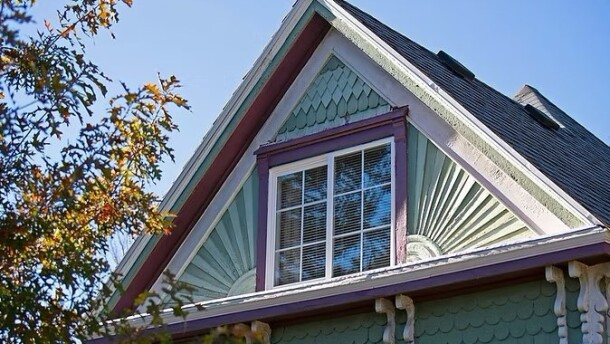 The gable on a historic house in Springfield, Mo.