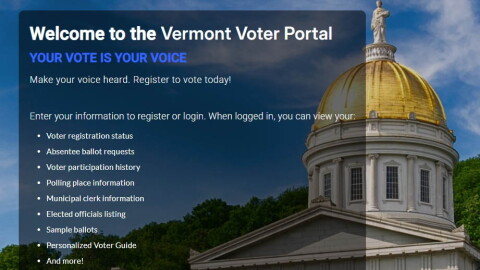 Vermont Secretary of State's voter portal home page