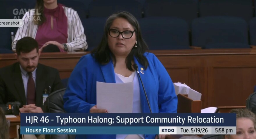 Rep. Nellie Unangiq Jimmie, whose district includes Kipnuk and Kwigillingok, spoke in favor of a resolution supporting their decision to relocate.