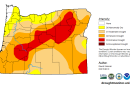 The July 28, 2026 Drought Monitor map shows dry conditions across nearly all of Oregon.
