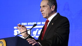 New York Gov. Andrew Cuomo delivers his State of the State address virtually from The War Room at the state Capitol, Monday, Jan. 11, 2021, in Albany, N.Y.
