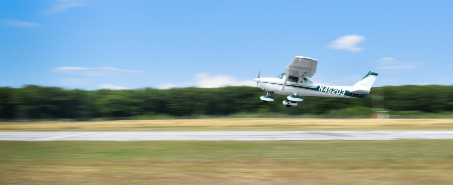 A private pilot takes off at Franklin County State Airport in Vermont.