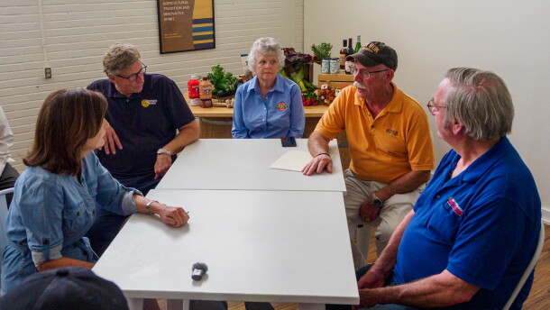 Farm owners speak with Governor Kathy Hochul at a roundtable at the New York State Fair.