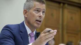 Secretary of Transportation Sean Duffy testifies during a House Committee on Transportation and Infrastructure Oversight hearing on the Department of Transportation's Policies and Programs and Fiscal Year 2025 Budget Request on Capitol Hill, Wednesday, July 16, 2025, in Washington. (AP Photo/Rod Lamkey, Jr.)