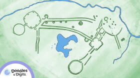 An aerial illustration of the Great Circle Earthworks and Octagon Earthworks, which make up part of the Hopewell Ceremonial Earthworks. The episode will air on September 22.