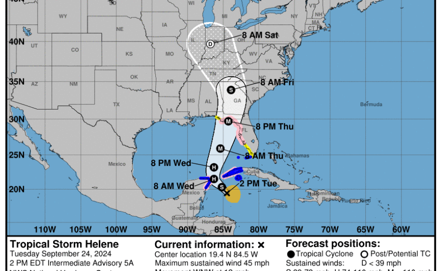 Tracking map for Helene making landfall in the Panhandle