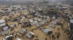 Palestinians fleeing the Israeli ground offensive arrive in Rafah, Gaza Strip, Tuesday, Dec. 5, 2023. (Hatem Ali/AP)