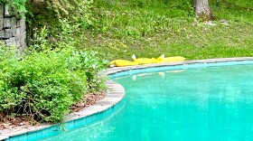 Eyesore sandbags at poolside