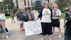 Women sing hymns during a rally against abortion at the Ohio Statehouse on September 13 2023