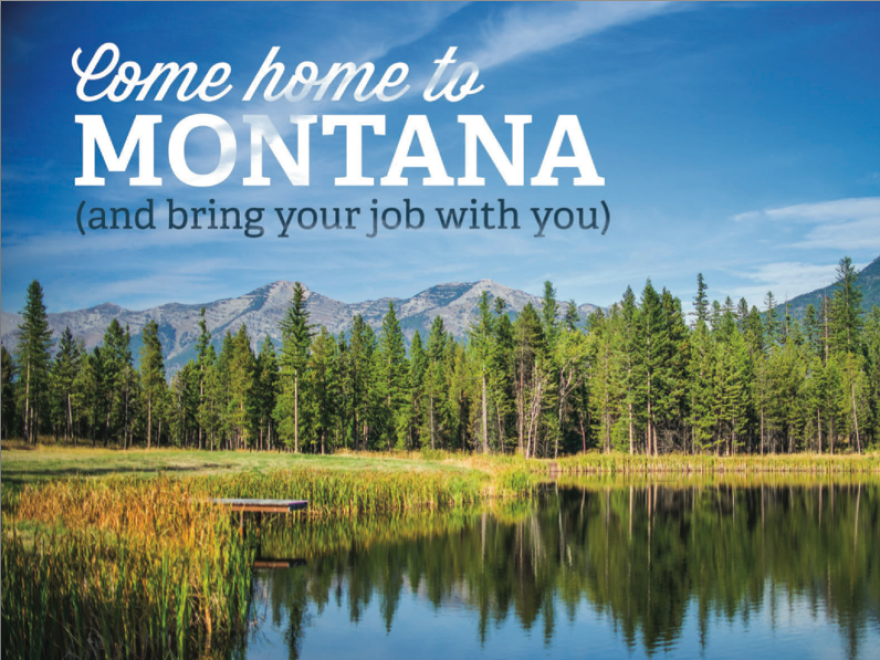 Greg Gianforte is distributing a brochure urging workers to "come home to Montana" and telework from there.