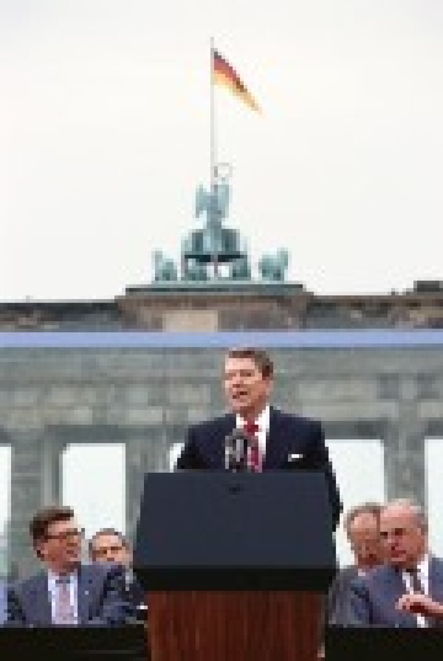 Ronald Reagan at the Brandenburg Gate, June 12, 1987.