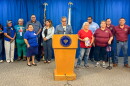 Fresno Councilmember Miguel Arias stands with community leaders at press conference Oct. 19, 2026.