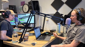 Audrey McCabe (right), and Brody Wilson (left) hosting a special live episode of Local Motion from Studio M in downtown Montrose. (yes we were fueled by peanut butter cups)