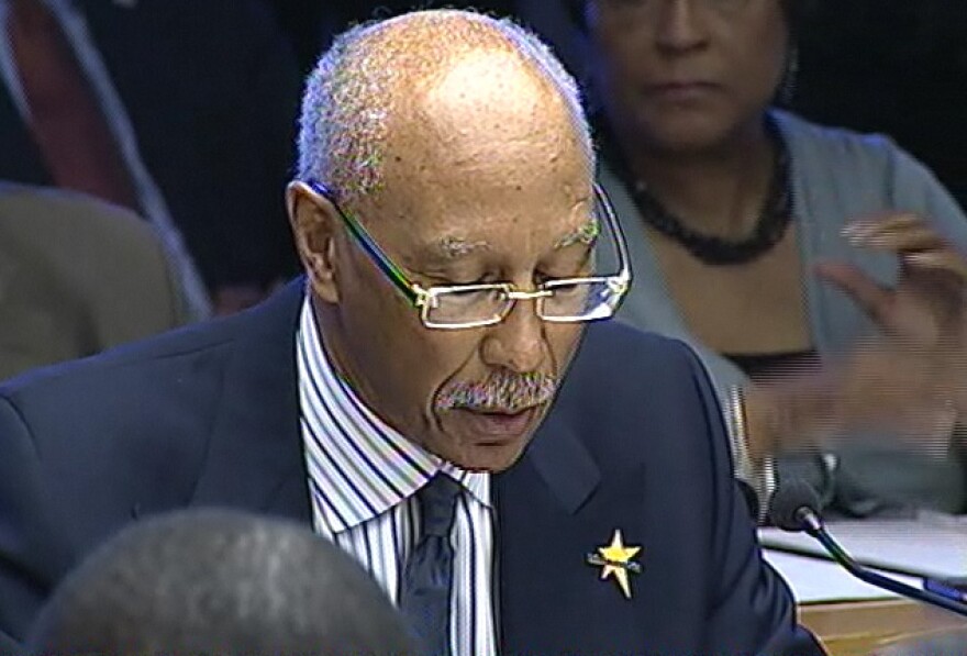 Detroit Mayor David Bing presenting his budget to city council.