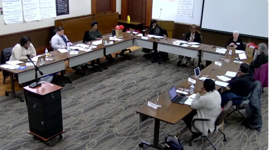 The Ypsilanti Community Schools Board of Education evaluate the district's superintendent, Dr. Alena Zachery-Ross, on December 15, 2025.