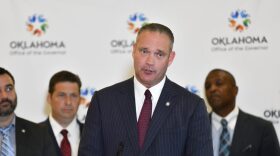 Speaker of the House Charles McCall talks about income tax during a press conference, Tuesday, Oct. 3, 2023, at the Oklahoma State Capitol.