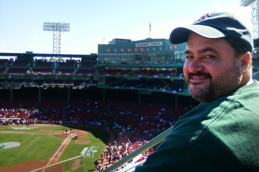 Sean Bunn at Fenway Park in April 2012, during the ballpark's 100th anniversary celebration week. (Courtesy Sean Bunn)