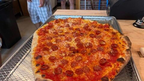 The pepperoni pizza at Tommy’s Apizza.