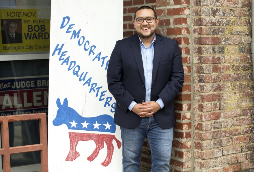 Political newcomer Ricky Hurtado is running in the general election for North Carolina House of Representatives District 63. He stands outside the county Democratic Headquarters on Monday, Aug. 17, 2020.